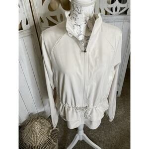 New! Ebb & Flow Beige Zip-Up Activewear Jacket Lightweight Size Medium